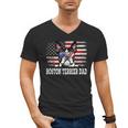 Vintage Boston Terrier Dad American Flag Father's Day Men's V-Neck T-Shirt, Couple Gifts, Boston Terrier Dad Gifts, American Boston Terrier Gifts, trending gift
