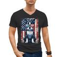 Vintage Boston Terrier Dog American USA US Flag Pets Lovers Men's V-Neck T-Shirt, American Boston Terrier Gifts, trending gift