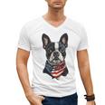 Boston Terrier American Flag Men's V-Neck T-Shirt, American Boston Terrier Gifts, trending gift