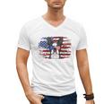 Boston Terrier Dad American Flag 4th Of July Dog Fathers Day Men's V-Neck T-Shirt, Couple Gifts, Boston Terrier Dad Gifts, American Boston Terrier Gifts, Boston Terrier 4th Of July Gifts, trending gift