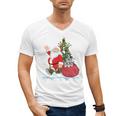 Santa Ugly Christmas Tree Lights Boston Terrier Dog Lover Men's V-Neck T-Shirt, Boston Terrier Christmas Gifts, trending gift