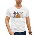 Spooky Ghost Boston Terrier Pumpkin Halloween Dog Lover Men's V-Neck T-Shirt, Boston Terrier Ghost Gifts, Boston Terrier Halloween Gifts, trending gift