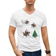 Xmas Lighting Tree Santa Riding Boston Terrier Christmas Men's V-Neck T-Shirt, Boston Terrier Christmas Gifts, Boston Terrier Riding Gifts, trending gift