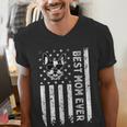 Best Boston Terrier Dog Mom Ever USA Flag For Men Women Kids Men's V-Neck T-Shirt, Boston Terrier Mom Shirts, funny gift