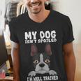 Boston Terrier American Gentleman Dog Lover I'm Well Trained Men's V-Neck T-Shirt, American Boston Terrier Shirts, funny gift