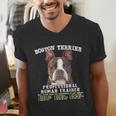 Boston Terrier Brindle Dog Professional Human Trainer Men's V-Neck T-Shirt, funny gift