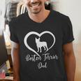 Boston Terrier Dad Cute Boston Terrier Silhouette Heart Men's V-Neck T-Shirt, Boston Terrier Dad Shirts, funny gift