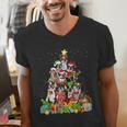 Boston Terrier Dog Christmas Tree Lights Xmas Pajama For Men Women Kids Men's V-Neck T-Shirt, Boston Terrier Christmas Shirts, funny gift