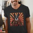 Boston Terrier Dog Japanese Art Samurai Ukiyo-e Men's V-Neck T-Shirt, funny gift