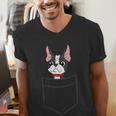 Boston Terrier Dog In The Pocket Boston Terrier For Men Women Girls Kids Men's V-Neck T-Shirt, funny gift