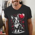 Boston Terrier Dog Valentine's Day Dog Owner Men's V-Neck T-Shirt, funny gift