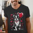 Boston Terrier Dog Valentine's Day Dog Owner Valentine Men's V-Neck T-Shirt, funny gift
