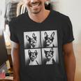 Boston Terrier Dogs With Sunglasses Photo Pets Meme Men's V-Neck T-Shirt, funny gift