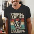 Boston Terrier Grandpa Dog Lover Father's Day Men's V-Neck T-Shirt, funny gift