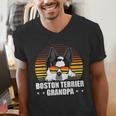 Boston Terrier Grandpa Dog Owner Boston Terrier Men's V-Neck T-Shirt, funny gift