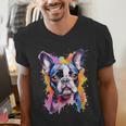 Boston Terrier Lover Pop Art Color Boston Terrier Dog For Men Women Girls Kids Men's V-Neck T-Shirt, funny gift