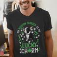 My Boston Terrier Is My Lucky Charm Paw Dog St Patrick's Day Men's V-Neck T-Shirt, funny gift