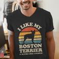 I Like My Boston Terrier And Maybe Like 3 People Dog Lover Men's V-Neck T-Shirt, funny gift