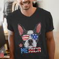 Boston Terrier Merica 4th Of July T Shirt Men Boys Dog Puppy Men's V-Neck T-Shirt, Boston Terrier 4th Of July Shirts, funny gift