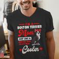 Boston Terrier Mom American Gentleman Dog Mother's Day Men's V-Neck T-Shirt, Boston Terrier Mom Shirts, American Boston Terrier Shirts, funny gift