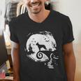 Boston Terrier And Moon Halloween Costume Dog Lover Men's V-Neck T-Shirt, Boston Terrier Halloween Shirts, funny gift