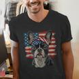 Boston Terrier Patriotic 4th Of July USA American Flag Men's V-Neck T-Shirt, Patriotic Boston Terrier Shirts, American Boston Terrier Shirts, Boston Terrier 4th Of July Shirts, funny gift