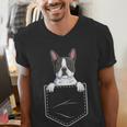 Boston Terrier In The Pocket Cute Boston Terrier Dog Lovers For Men Women Girls Kids Men's V-Neck T-Shirt, funny gift