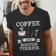 Boston Terrier Shirt Coffee And Boston Terrier Cute Dog For Men Women Girls Kids Men's V-Neck T-Shirt, funny gift