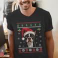 Boston Terrier Ugly Christmas Sweater Xmas For Adults Kids Men's V-Neck T-Shirt, Boston Terrier Christmas Shirts, funny gift