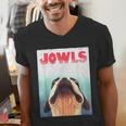 Boston Terriers Jowls Dog Mom Dog Dad Men's V-Neck T-Shirt, funny gift