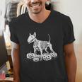 Bull Terrier Skeleton Birthday Halloween Kids Men's V-Neck T-Shirt, funny gift