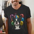 Celebration Event Birthday Party Boston Terrier Men's V-Neck T-Shirt, funny gift