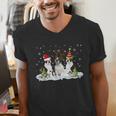 Christmas Boston Terrier Santa Dog Lover Men's V-Neck T-Shirt, Boston Terrier Christmas Shirts, funny gift