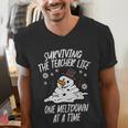 Christmas Surviving Teacher Life Meltdown Xmas Women Men Men&#x27;s V-Neck T-Shirt, funny gift