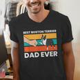 Cute Boston Terrier Best Boston Terrier Dad Ever Men's V-Neck T-Shirt, Boston Terrier Dad Shirts, funny gift