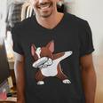 Dabbing Red Boston Terrier Dab Dance Dog Men Women Kids Men's V-Neck T-Shirt, funny gift