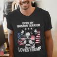 Even My Boston Terrier Loves Trump Trump Supporter Dog Lover Men's V-Neck T-Shirt, funny gift