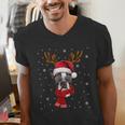Family Matching Reindeer Xmas Boston Terrier Christmas Men's V-Neck T-Shirt, Boston Terrier Christmas Shirts, funny gift