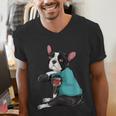 Father's Day Gift Dog Dad Boston Terrier i Love Dad Tattoo Men's V-Neck T-Shirt, Boston Terrier Dad Shirts, funny gift