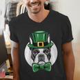 Green Boston Terrier Shamrock St Patricks Day Boston Terrier Men's V-Neck T-Shirt, funny gift