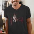 Heartbeat Boston Terrier Dog Men's V-Neck T-Shirt, funny gift
