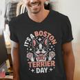 It’s A Boston Terrier Day Pet Cute Dog Lover Cartoon Men's V-Neck T-Shirt, funny gift