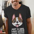 Just a Girl Who Loves Boston Terriers Men's V-Neck T-Shirt, funny gift