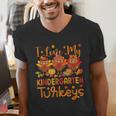 I Love My Kindergarten Turkeys Thanksgiving Teacher Students Men&#x27;s V-Neck T-Shirt, funny gift