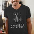 Music Awakens My Spirit Inspiring Musician Teacher Quote Men&#x27;s V-Neck T-Shirt, funny gift