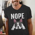 Nope Boston Terrier Puppy Dog Bostie Lover Men Women Girls Kids Men's V-Neck T-Shirt, funny gift