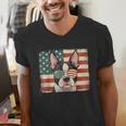 Patriotic Boston Terrier Dog Lover USA Flag 4th Of July For Men Women Kids Men's V-Neck T-Shirt, Patriotic Boston Terrier Shirts, Boston Terrier 4th Of July Shirts, funny gift