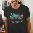 Peace Love Art Painting Palette Art Teacher Men&#x27;s V-Neck T-Shirt, funny gift