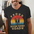 Proud Boston Terrier Dad Dog Owner Fathers Day Men Women Kids Men's V-Neck T-Shirt, Boston Terrier Dad Shirts, funny gift