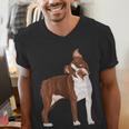 Red Boston Terrier Dog Men's V-Neck T-Shirt, funny gift